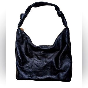 STREET LEVEL Slouchy Hobo Black Tote Hobo Bag Knot Handle Polyurethane LARGE